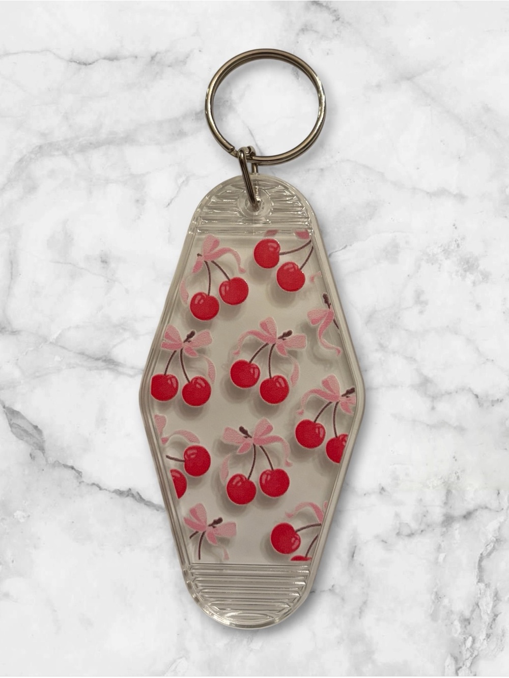 Cherry Print Acrylic Keychain - Red & Pink Cherries